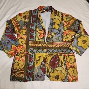 Vintage Linen blend Blazer Adolfo Women's Multi Blouse